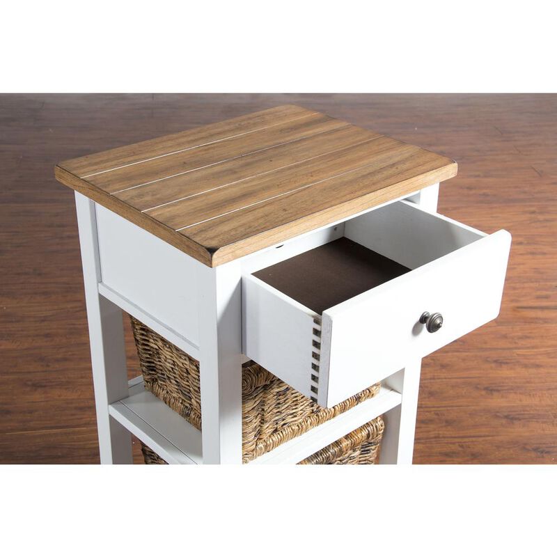 Sunny Designs Farmhouse Wood Storage Rack with Woven Baskets