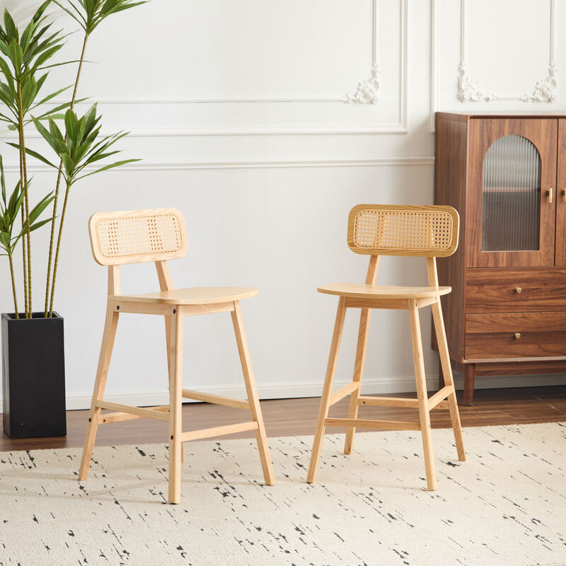 Merax 2 Pieces Wood Bar Stools Dining Chairs