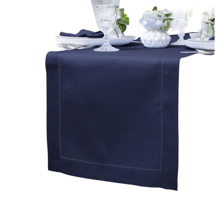 Solino Home 100% Pure Linen Table Runner | Classic Hemstitch for Thanksgiving, Christmas