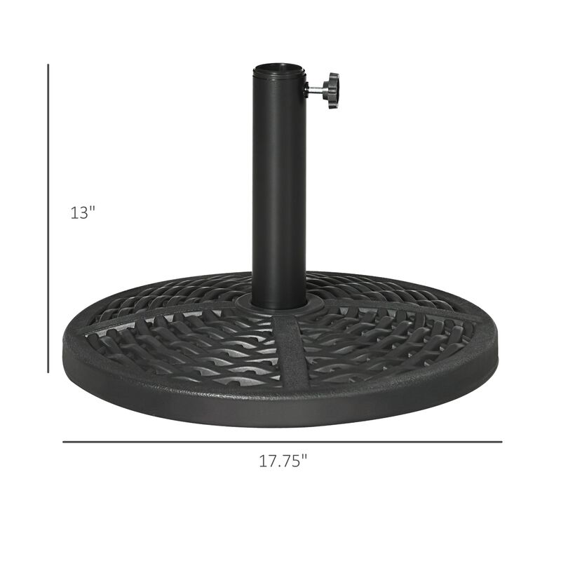 Black Outdoor Accessory: 18" Heavy Duty Round Rattan Umbrella Base