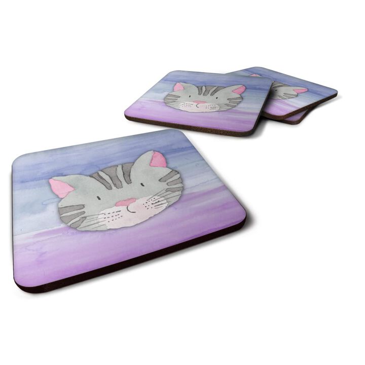 Caroline's Treasures Cat Face Watercolor Decorative coasters, 3.5, Multicolor