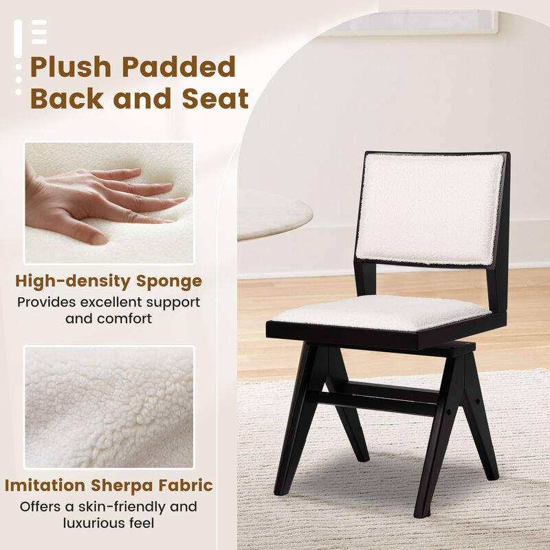 Swivel Wooden Dining Chair Set of 2 with Rubber Wood Frame and Padded Seat