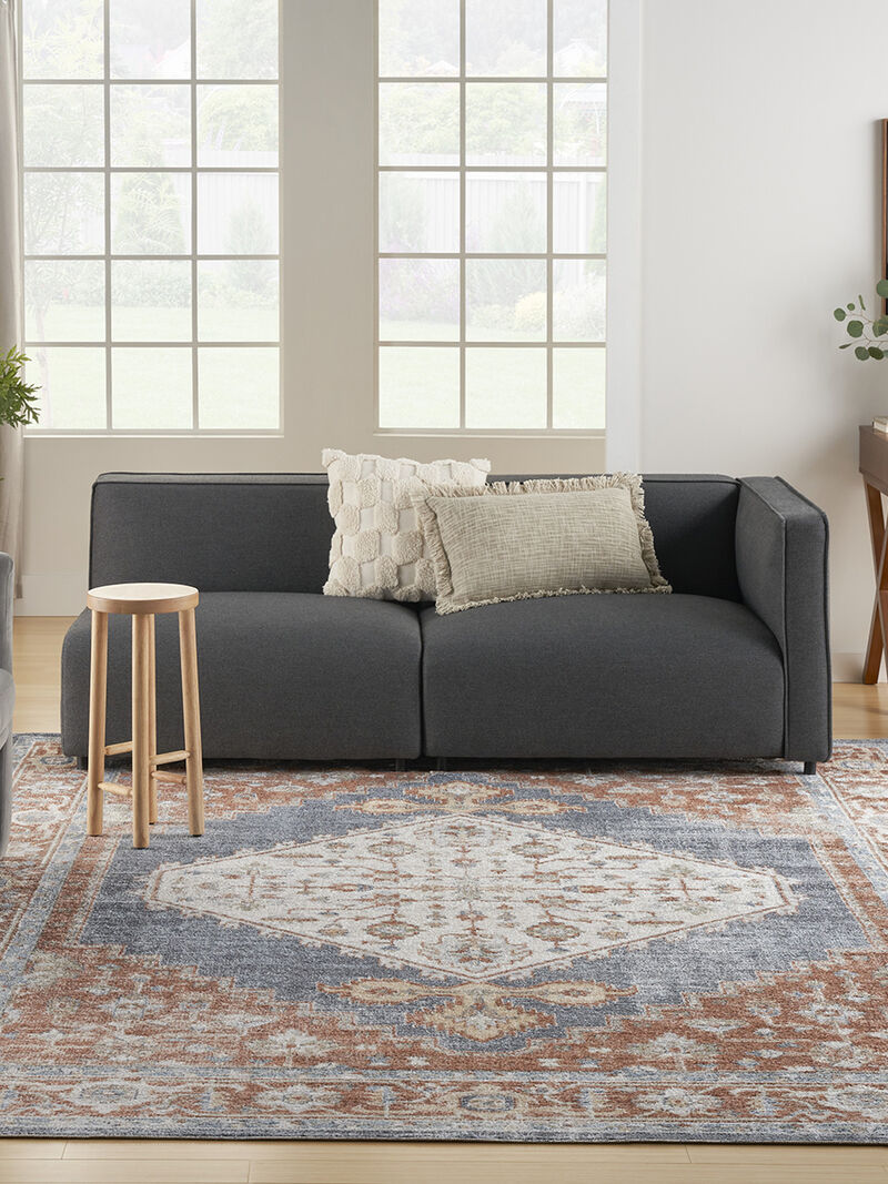 Astra Machine Washable ASW11 Denim/Multicolor 9' x 12' Rug
