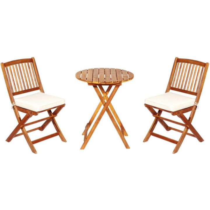 Hivvago 3 Pieces Patio Folding Bistro Set with Padded Cushion and Round Coffee Table-Navy Hivvago 3 Pieces Patio Folding Bistro Set with Padded Cushion and Round Coffee Table-Navy