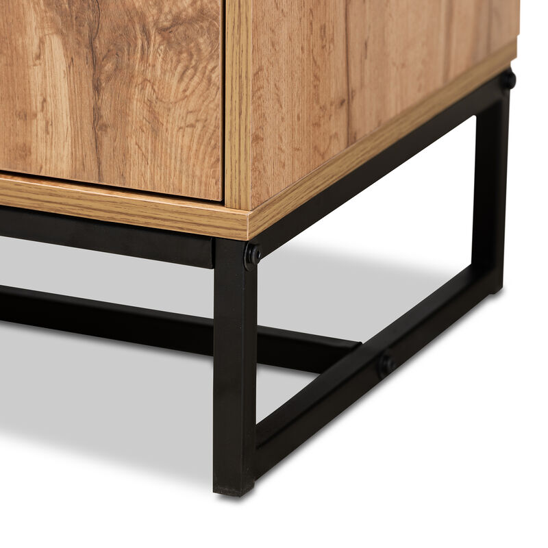 Baxton Studio Reid Modern Industrial Oak Finished Wood 3 Drawer Sideboard Buffet