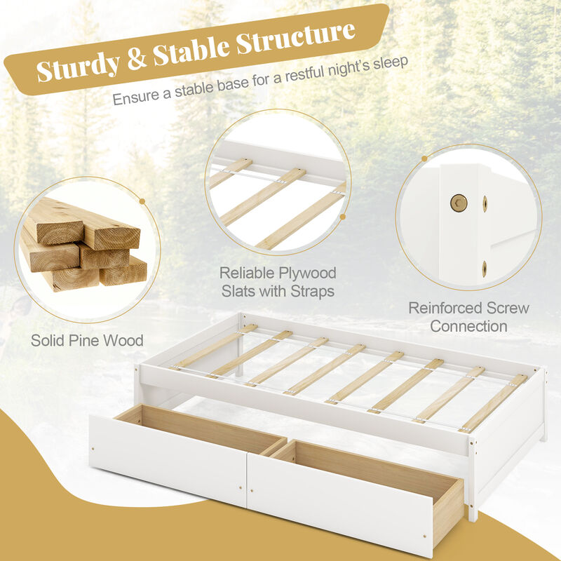 Captain Bed with 2 Drawers and Slats Support for Space-Saving Storage and Comfortable Sleep