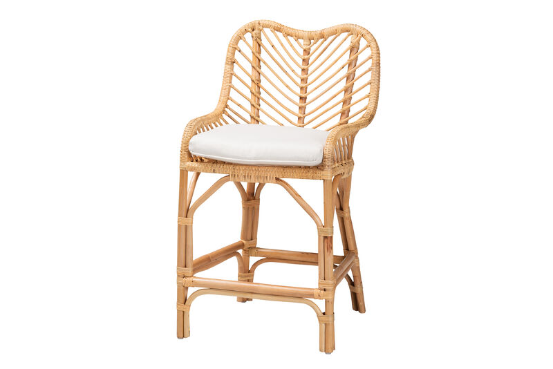 Bali & Pari Arween Modern Bohemian Natural Brown Rattan Counter Stool