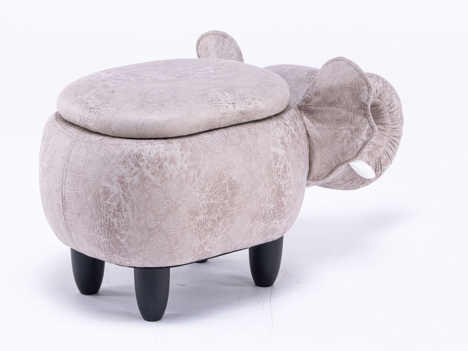 Grey Elephant Shaped Storage Ottoman