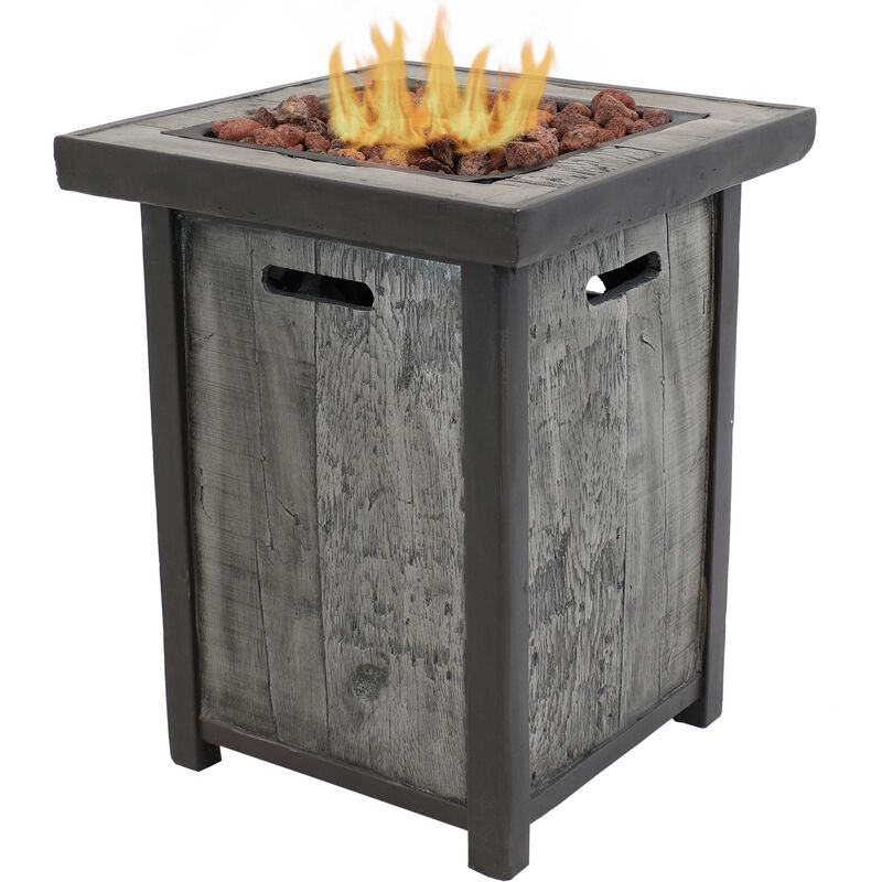 Sunnydaze 24 in Weathered Square Smokeless Propane Gas Fire Pit Table