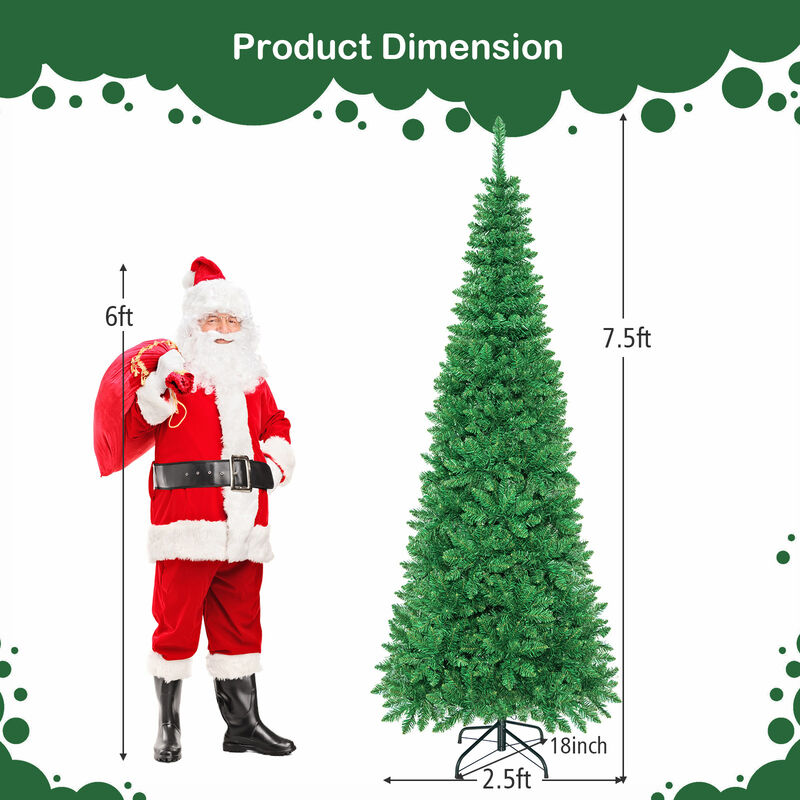 Prelit Pencil Christmas Tree with 250 LED Lights