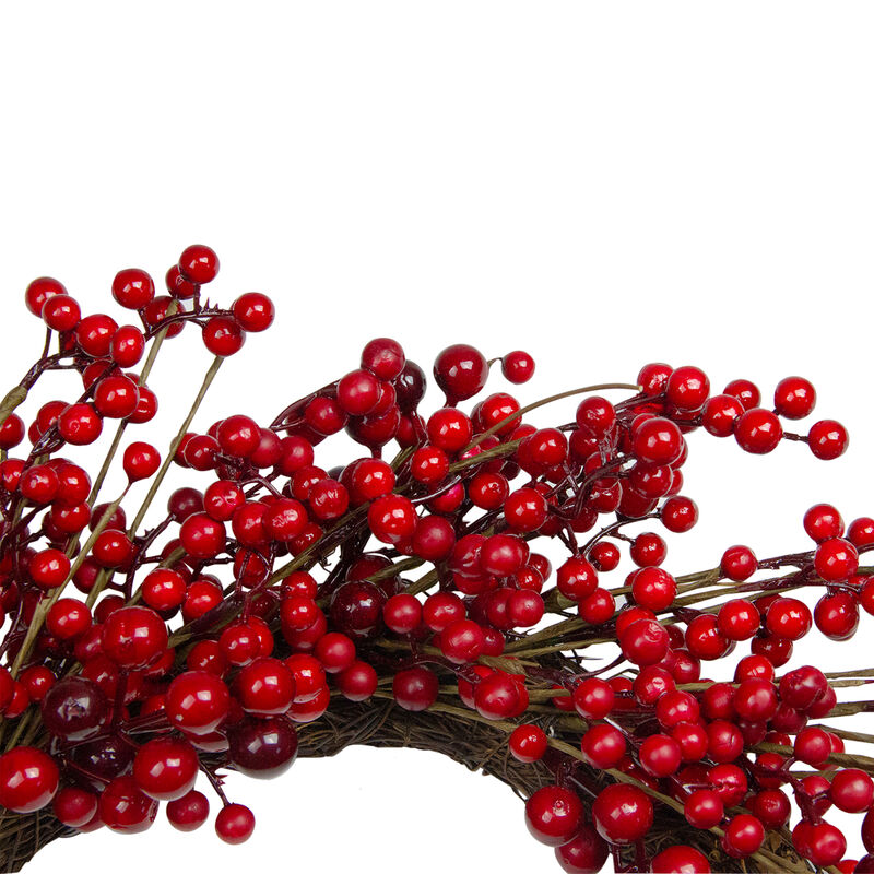 Red Berry Artificial Christmas Twig Wreath - 20-Inch  Unlit