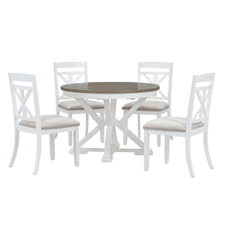 Merax 5-Piece Retro Dining Table Set with 4 Chairs