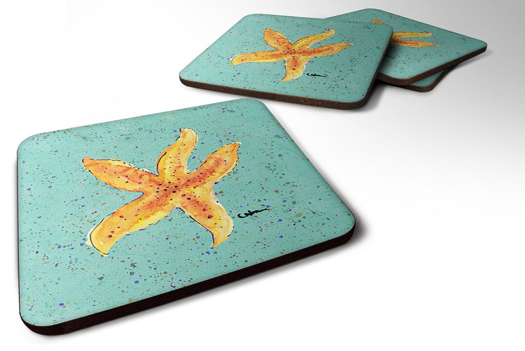 Caroline's Treasures 8527FC Starfish Foam Coasters (Set of 4), 3.5 H x 3.5 W, Multicolor