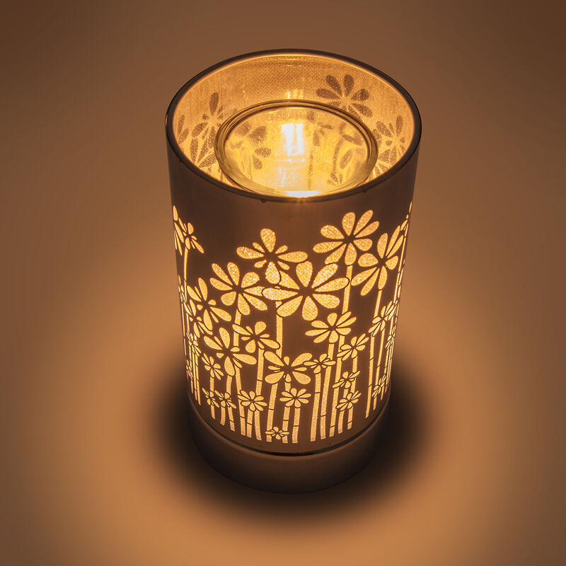 7" Touch lamp/Oil burner/Wax warmer - Silver Garden