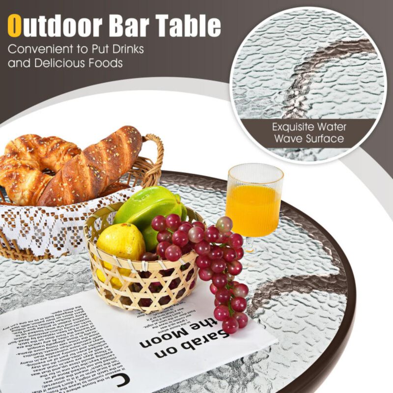 Hivvago 3 Pieces Outdoor Patio Bar Table Stool Set