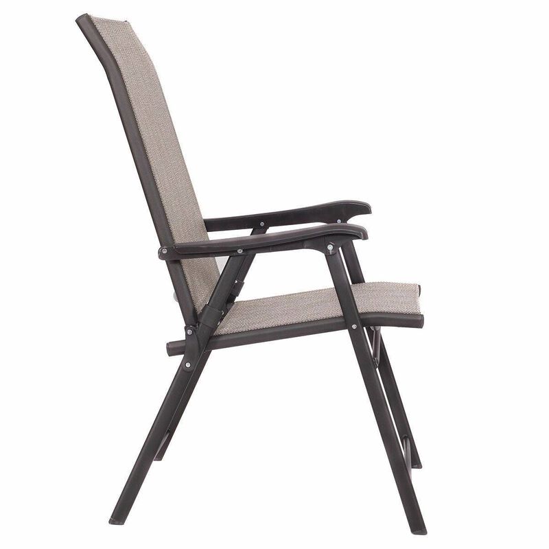 Hivvago Set of 2 Outdoor Folding Patio Chairs in Brown with Metal Frame
