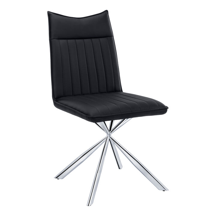 Monarch Specialties I 1213 Dining Chair, Set Of 2, Side, Upholstered, Kitchen, Dining Room, Pu Leather Look, Metal, Black, Chrome, Contemporary, Modern