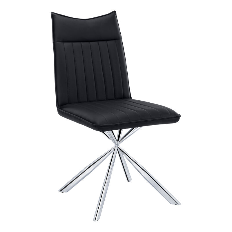 Monarch Specialties I 1213 Dining Chair, Set Of 2, Side, Upholstered, Kitchen, Dining Room, Pu Leather Look, Metal, Black, Chrome, Contemporary, Modern
