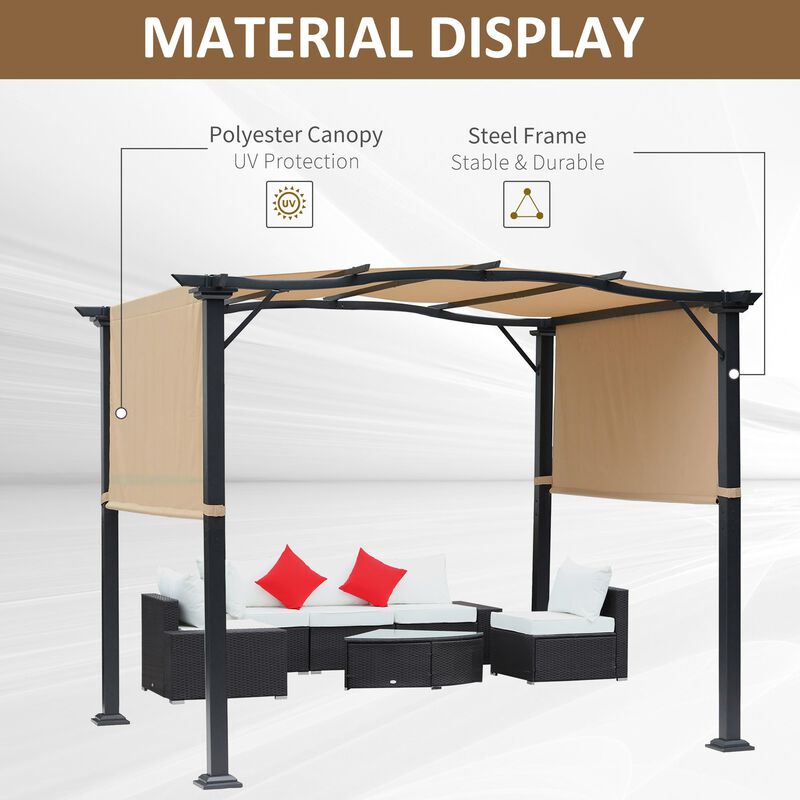 Versatile Outdoor Shade: 8x10 Retractable Pergola Canopy with Steel Frame