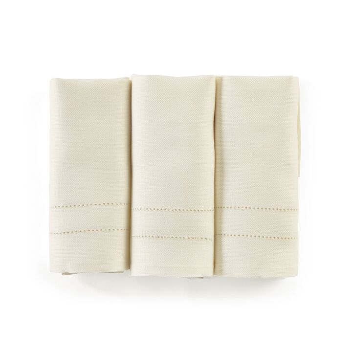 Solino Home 100% Pure Linen Hand Towels Set of 3 - 14 x 24 Inch