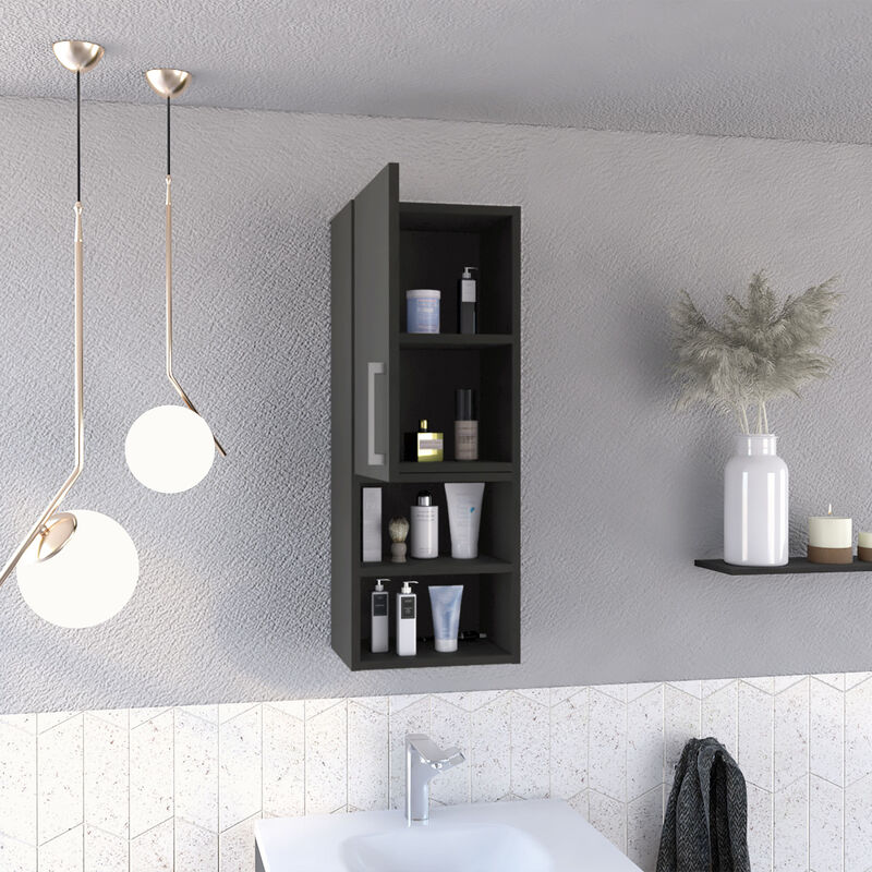 Madrid Medicine Cabinet - Black, Single Door, Metal Handle