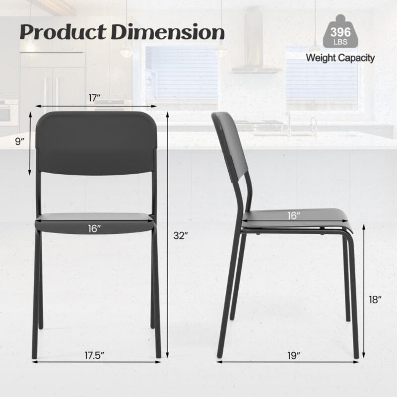 Hivvago Modern Dining Chairs Set of 4 with Tilted Backrest and Sturdy Metal Legs