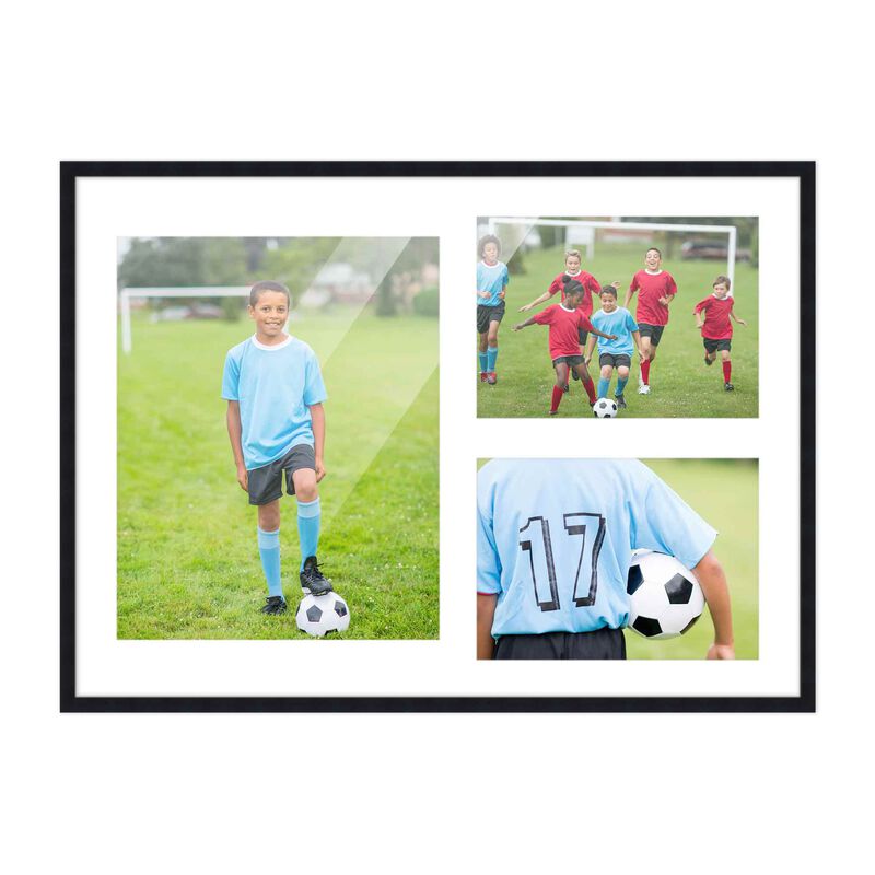 12x17 Wood Collage Frame with a White Mat for 8x10 & 5x7 Pictures