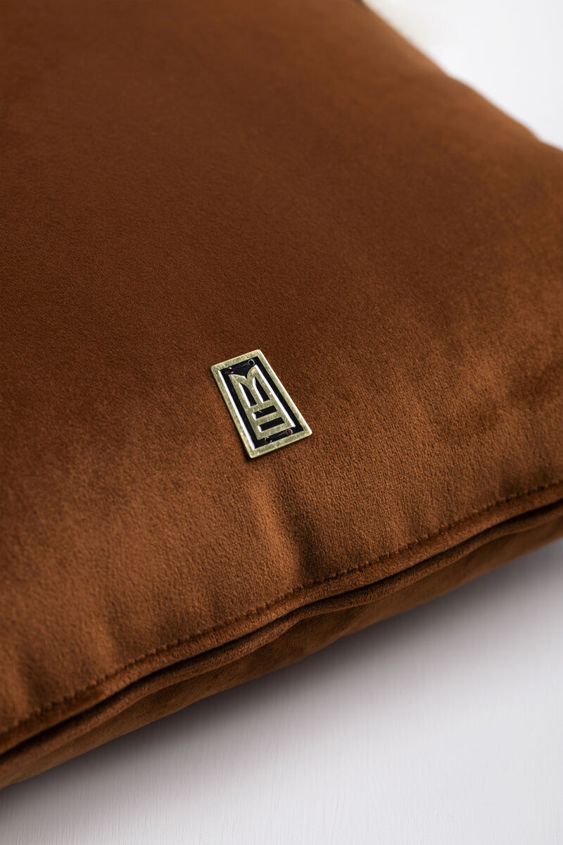 COLIBRÍ Hand Embroidered Decorative Pillows in Terracota Velvet by ANDEAN, Set of 2, In Stock