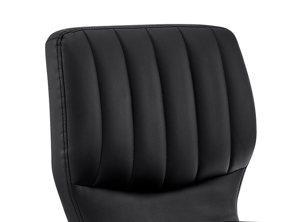 21 Inch Metal and Leatherette Swivel Bar Stool, Black - Benzara