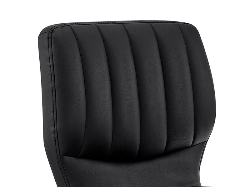 21 Inch Metal and Leatherette Swivel Bar Stool, Black - Benzara