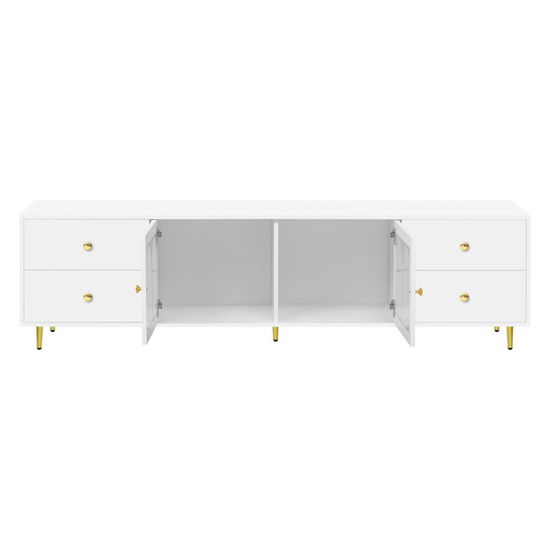 Merax Modern Entertainment Center with Glass Door TV Stand