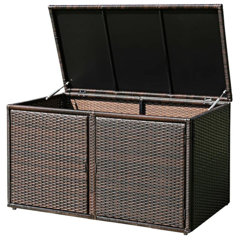 Hivvago 88 Gallon Garden Patio Rattan Storage Container Box