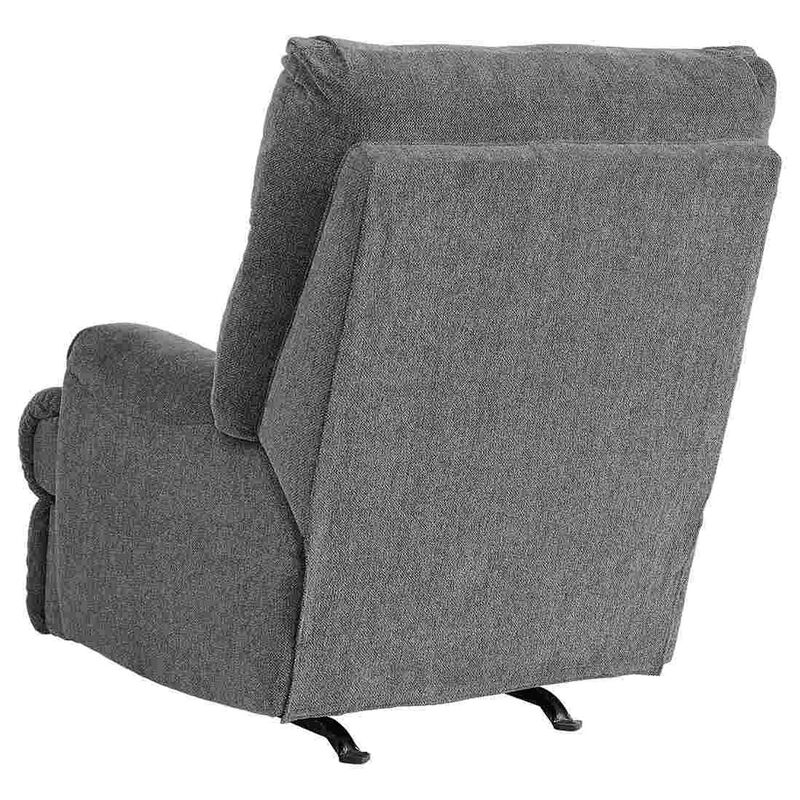 Manual Rocker Recliner with Fabric and Pull Lever, Gray-Benzara