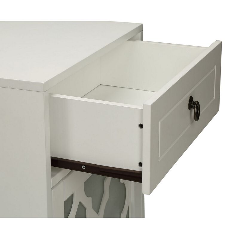 Faddish Side Table, White-Benzara