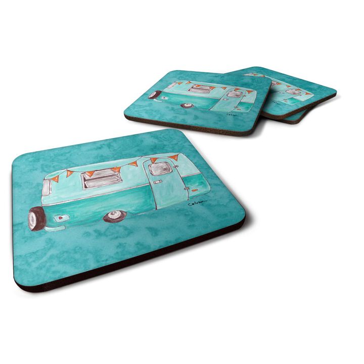 Caroline's Treasures 8762FC Welcome to the Trailer Foam Coasters (Set of 4), 3.5 H x 3.5 W, Multicolor