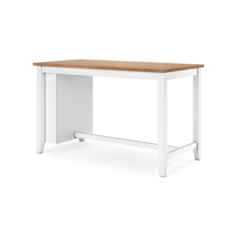 Gasy Counter Height Dining Table, 60 Inch White Brown Mango Wood - Benzara