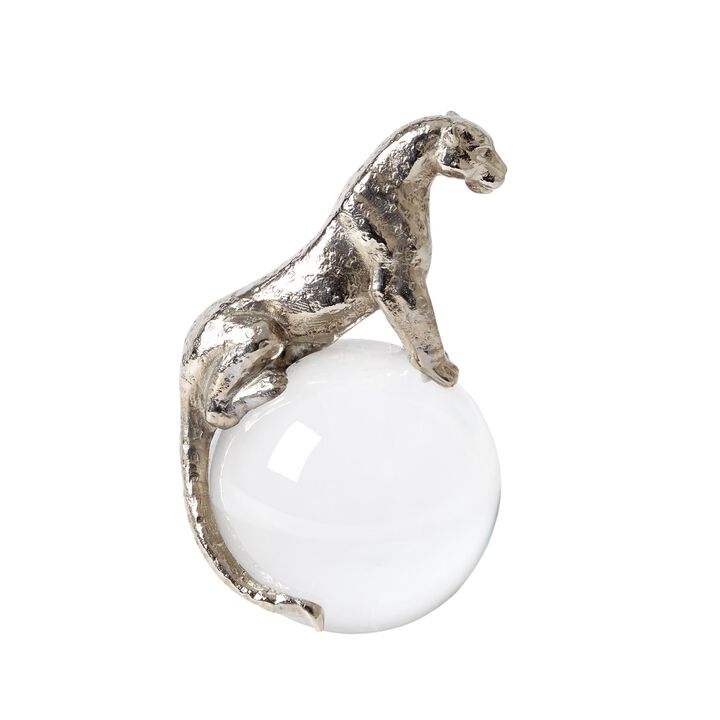 Jaguar on Crystal Sphere- Silver