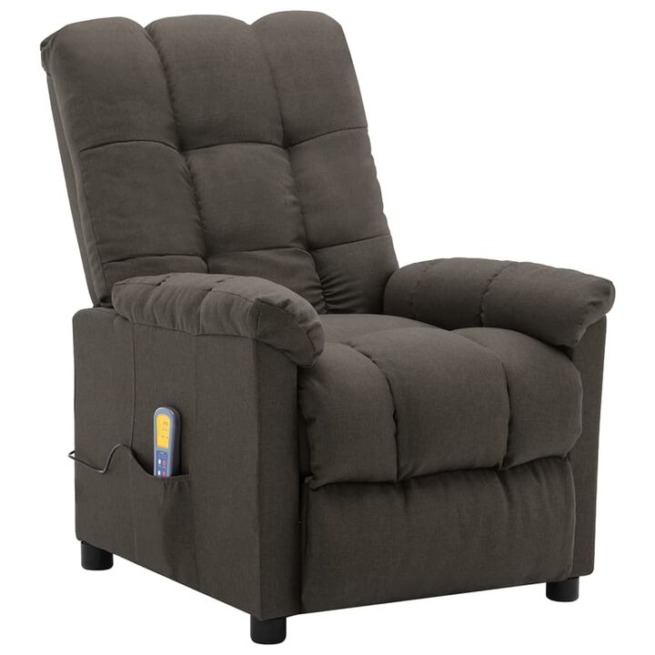 Massage Recliner Taupe Fabric
