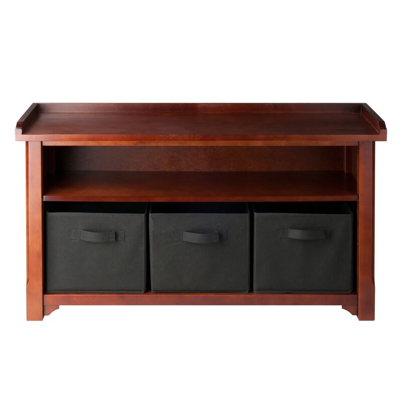 Winsome Verona Bench, 3 Small, Walnut/Black