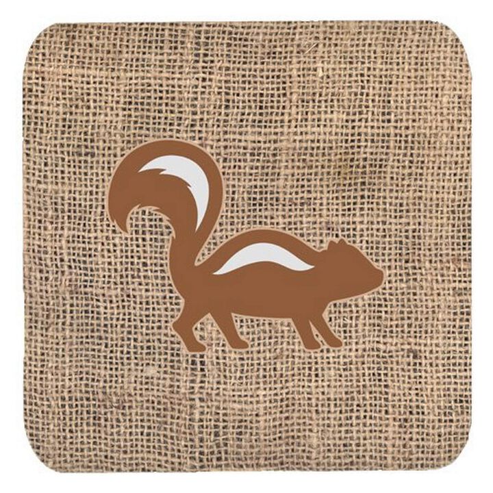 Caroline's Treasures BB1125-BL-BN-FC Skunk Burlap and Brown Foam Coasters (Set of 4), 3.5 H x 3.5 W, Multicolor