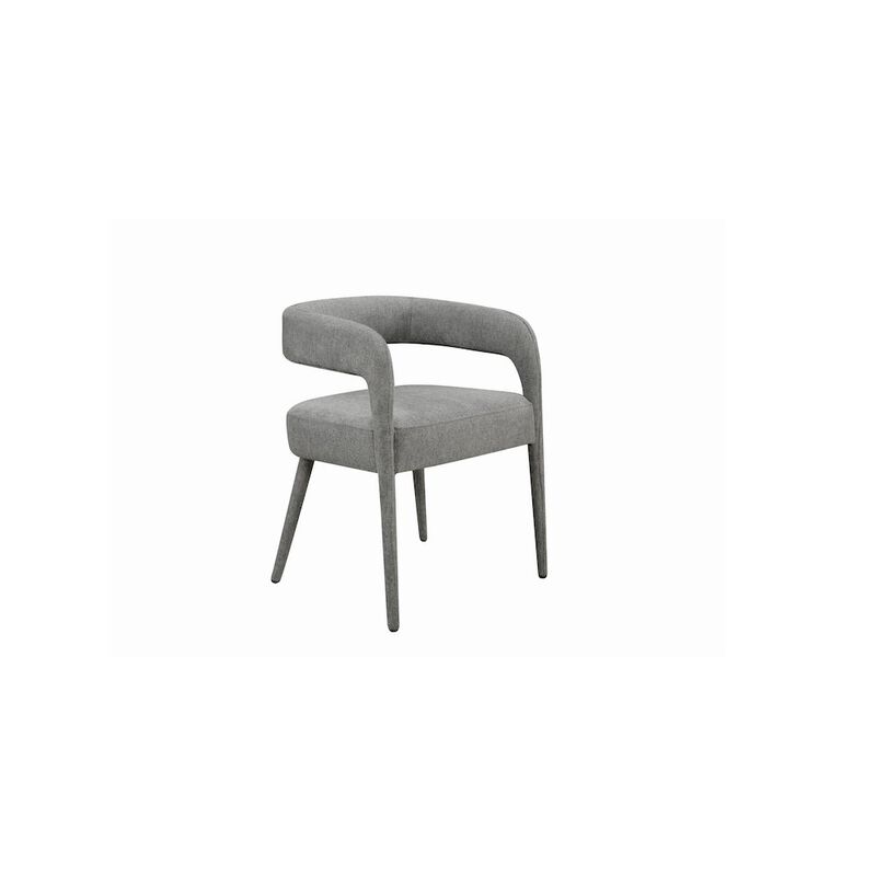 2-Piece Set: Galway Arm Chairs in Dark Gray Linen Fabric on Metal Frame