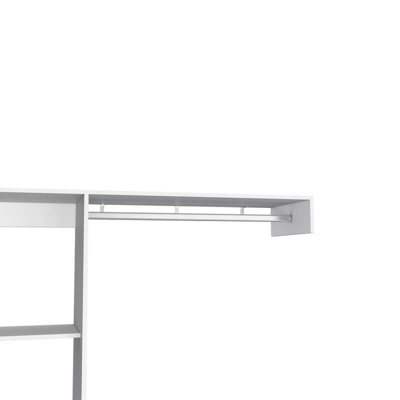 DEPOT E-SHOP Dynamic 150 Closet System, Five Open Shelves, One Drawer, One Metal Rod, Black