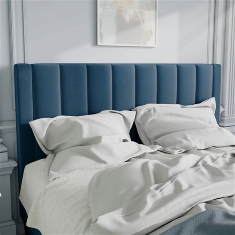 Velvet Upholstered Platform Bed with Headboard Stylish and Durable Design