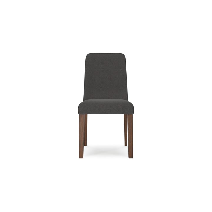 Jeyn Dining Side Chair Set of 2, Solid Wood, Charcoal Gray Polyester - Benzara