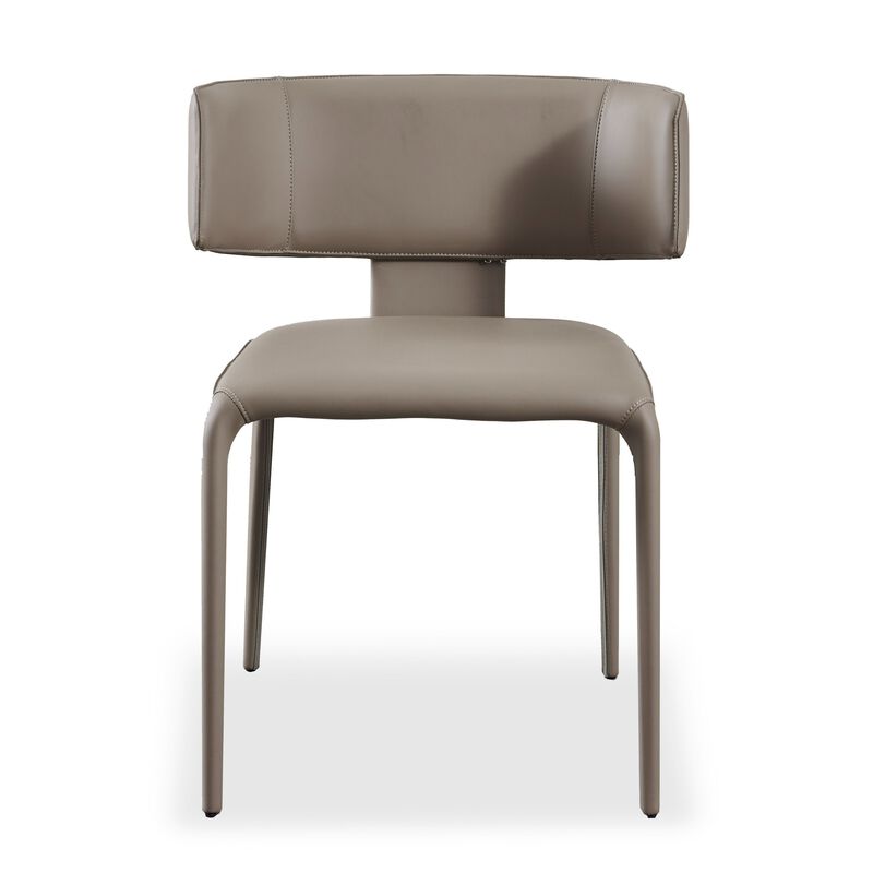 Cid Dell 21 Inch Dining Chair, Gray Faux Leather, Wingback, Metal Frame - Benzara