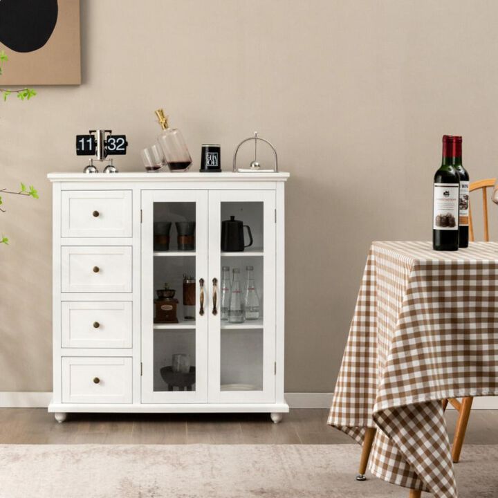 Hivvago Buffet Sideboard Table Kitchen Storage Cabinet with Drawers and Doors