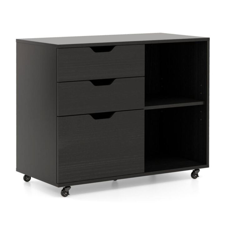Hivvago 3-Drawer File Cabinet with Adjustable Shelf and Wheels for Letter