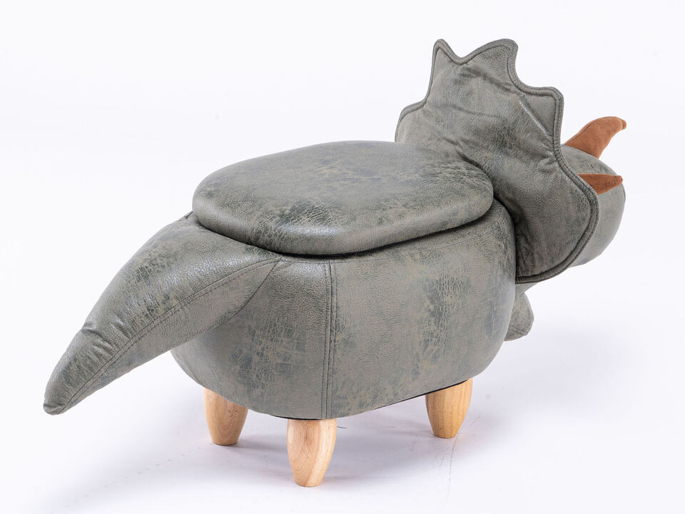 Triceratops Dinosaur Gray Storage Ottoman