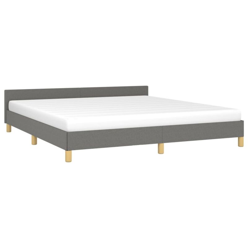 vidaXL Dark Gray King Size Bed Frame with Supportive Legs and Headboard - Durable Polyester Fabric, Plywood Slats for Weight Distribution, Easy Assembly