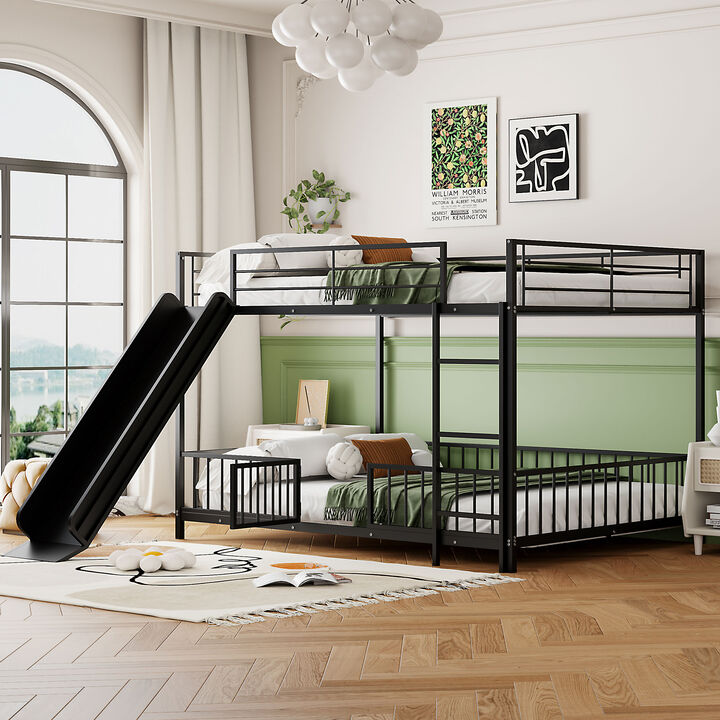 Merax Metal Bunk Bed with Slide and Guardrails